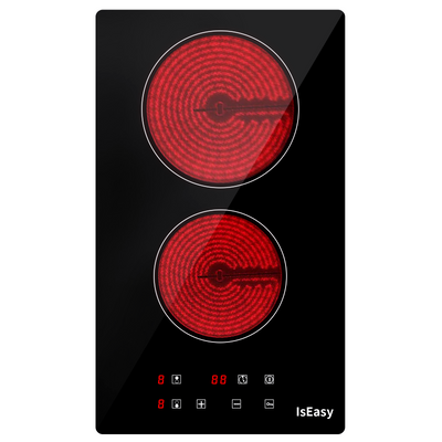 IsEasy Domino 2-Zone Glass Ceramic Hob | Polished Control for Compact Countertops.