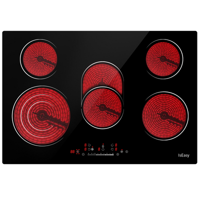 IsEasy 77 cm 5-Zone Glass Ceramic Hob | Clean Electric Cooking Across Every Zone.