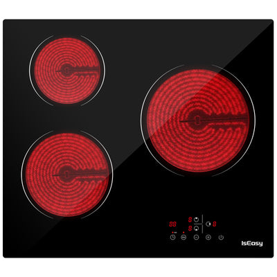 IsEasy 59 cm 3-Zone Built-In Ceramic Hob | Focused Heat for Flexible Meal Prep.