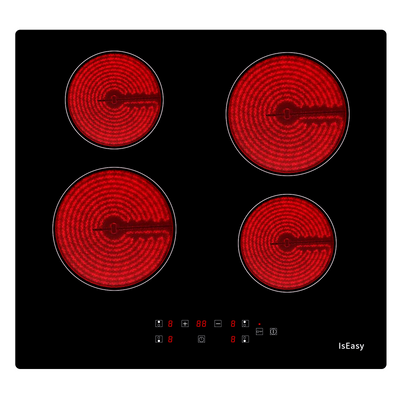 IsEasy 59 cm 4-Zone Frameless Ceramic Hob | Smooth Built-In Heat for Modern Kitchens.