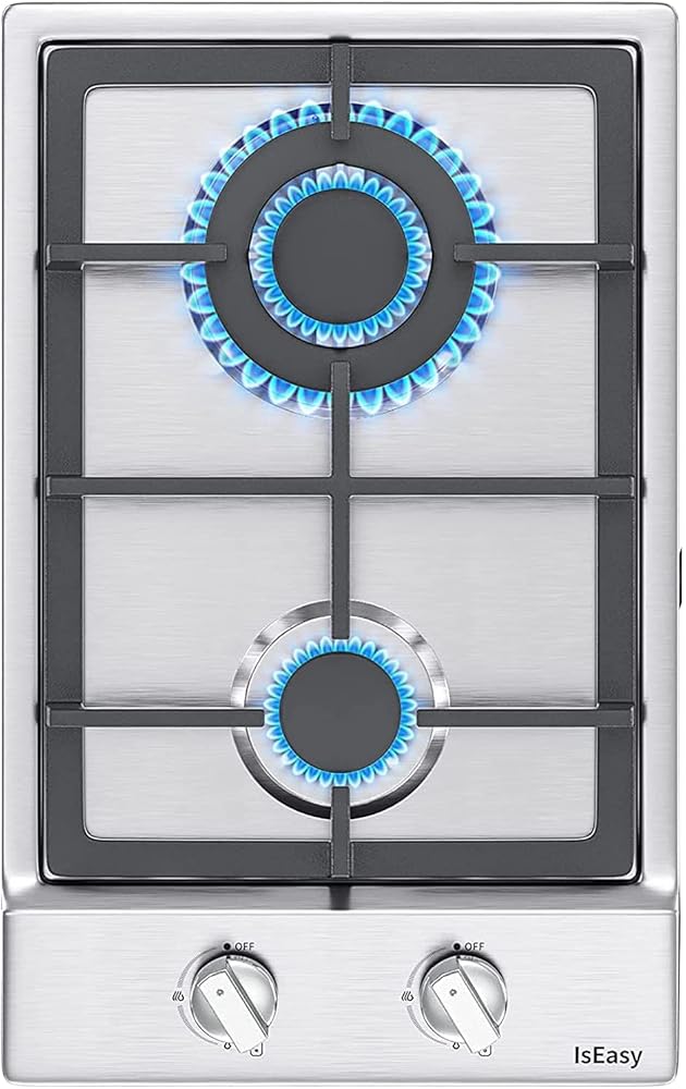 IsEasy 30 cm 2-Burner Stainless Steel Gas Hob | Compact Built-In Cooking.