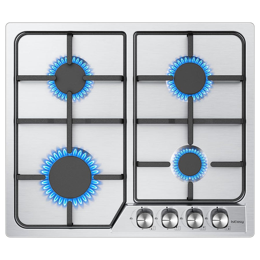 IsEasy 7200W 4-Burner Stainless Steel Gas Hob | Built for Everyday Meals.
